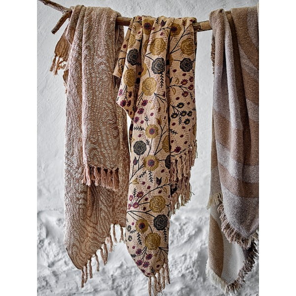 Taaskasutatud puuvillast pruun tekk 130x160 cm Eydis - Bloomingville-image-2