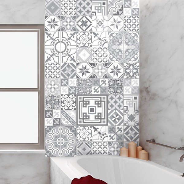 Sada 60 dekorativních samolepek na stěnu Ambiance Shades of Grey, 15 x 15 cm-image-3