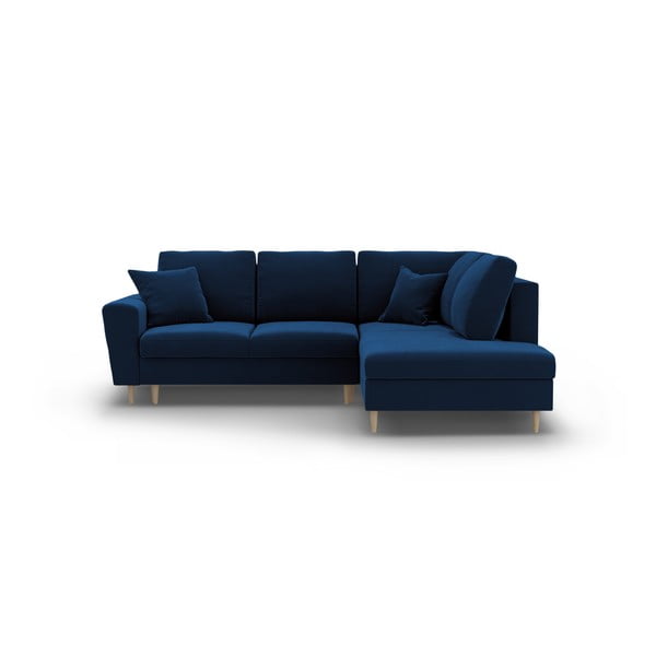 Sinine sametist panipaigaga nurgadiivanvoodi (parem nurk/"L"-kujuline) Kyoto - Cosmopolitan Design-image-1