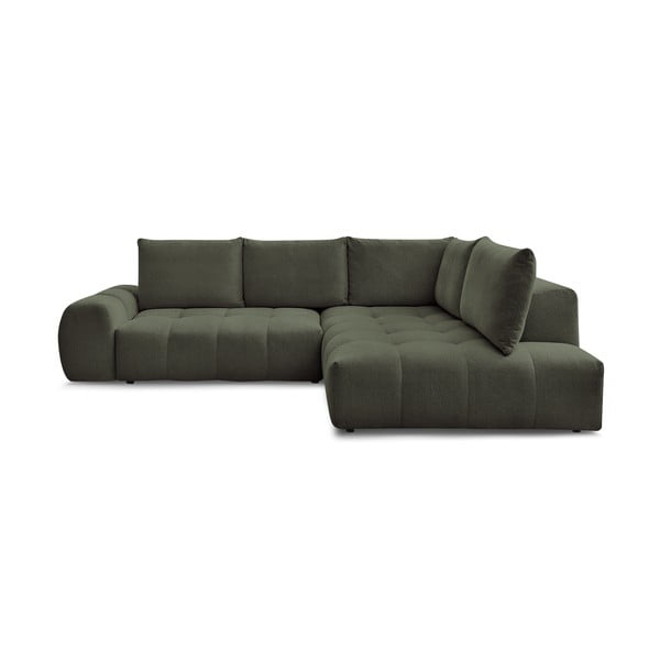 Roheline šenilldiivanvoodi/panipaigaga nurgadiivan (parempoolne/L-kujuline) Everest - Bobochic Paris