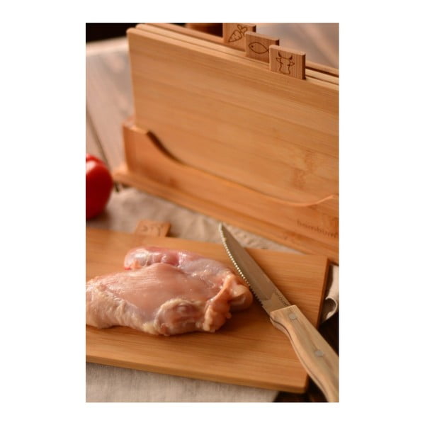 4 bambusest lõikelaudade komplekt koos statiiviga Tapenade Tapenade Mini - Bambum-image-1