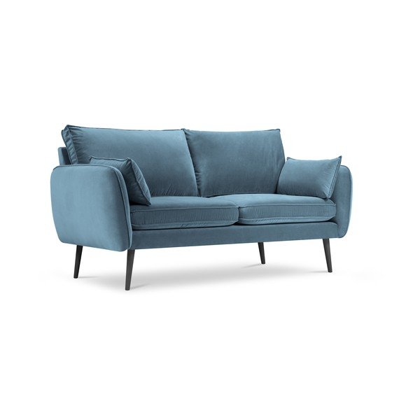 Helesinine mustade jalgadega sametne diivan , 158 cm Lento - Kooko Home-image-2