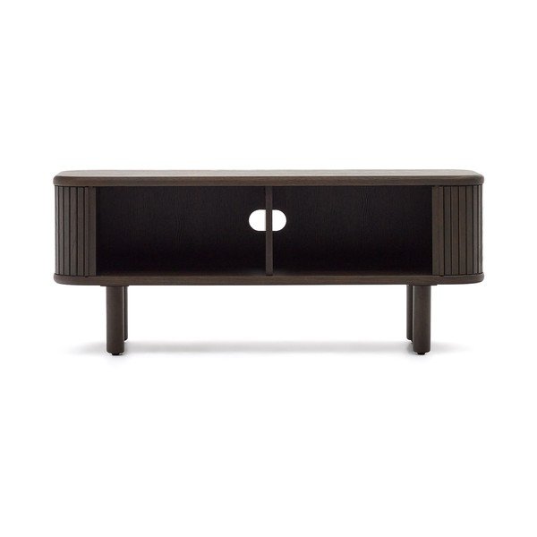 Tumepruun tuhkpuu dekooriga telerilaud 120x50 cm Mailen - Kave Home-image-3