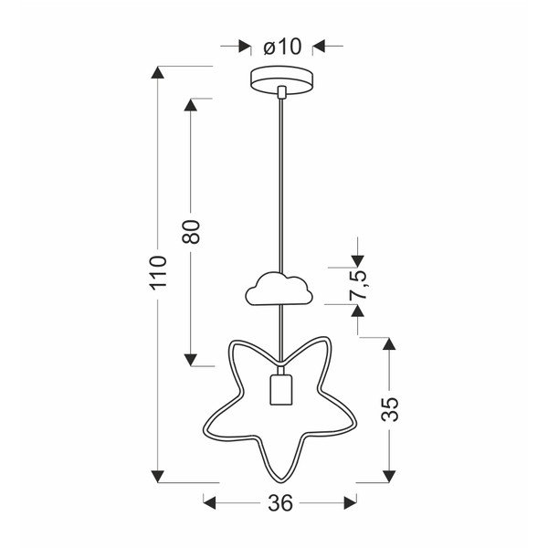 Must-valge laste lamp metallist varjukaga Single - Candellux Lighting-image-2