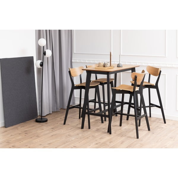 Mustast kummipuust heleda istmega baaritoolid 2 tk komplektis 105 cm Roxby - Actona-image-3