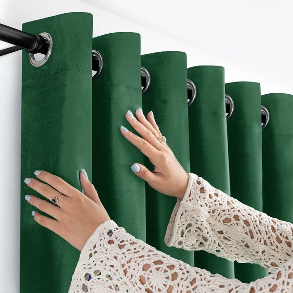 Roheline sametist pimendav kardin 140x270 cm Velto - Filumi-image-2