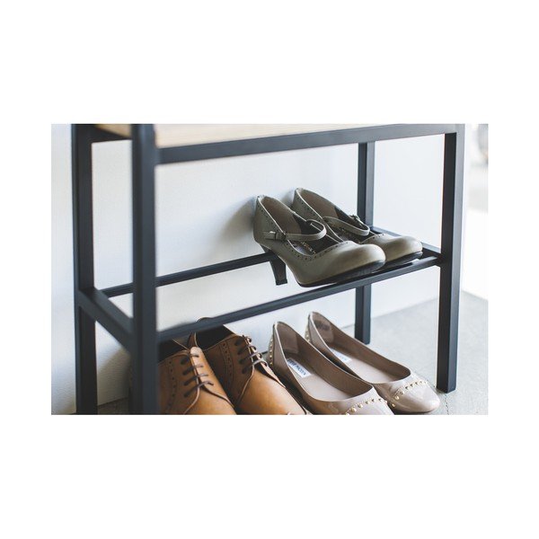 Must-puiduvärvi metallist kingariiul Tower - YAMAZAKI-image-4