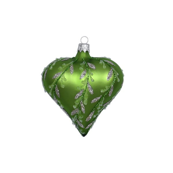Komplekt 3 rohelisest klaasist jõulukaunistused südameid - Ego Dekor