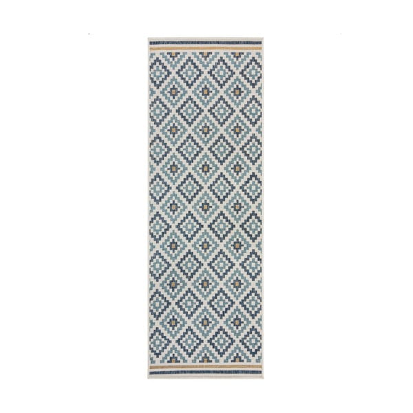 Kollane-sinine sise- ja välisvaip 80x230 cm Zia Trellis - Flair Rugs