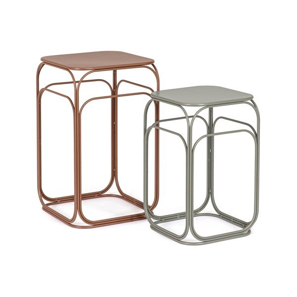 Hall/terrakota metallist kohvilaudade komplekt, 2 tk, 36x36 cm Clarity - Bizzotto-image-2