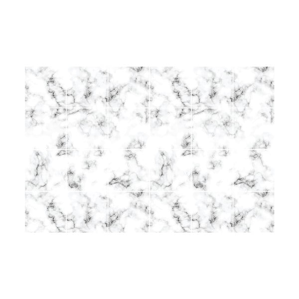 24-st seinakleebisest koosnev komplekt Must-valge marmor, 10 x 10 cm - Ambiance-image-2