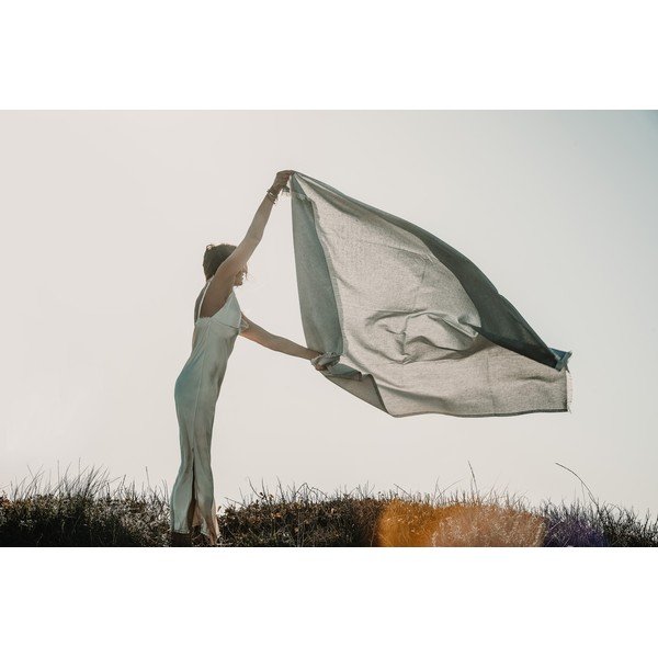 Helehall ruuduline puuvillane suvi , 140 x 180 cm Linen - Euromant-image-1