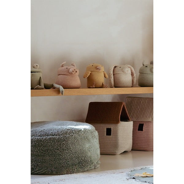 Heleroosa riidest laste mänguasjakorv ø 17x15 cm Mini Peggy the Pig - Lorena Canals-image-3