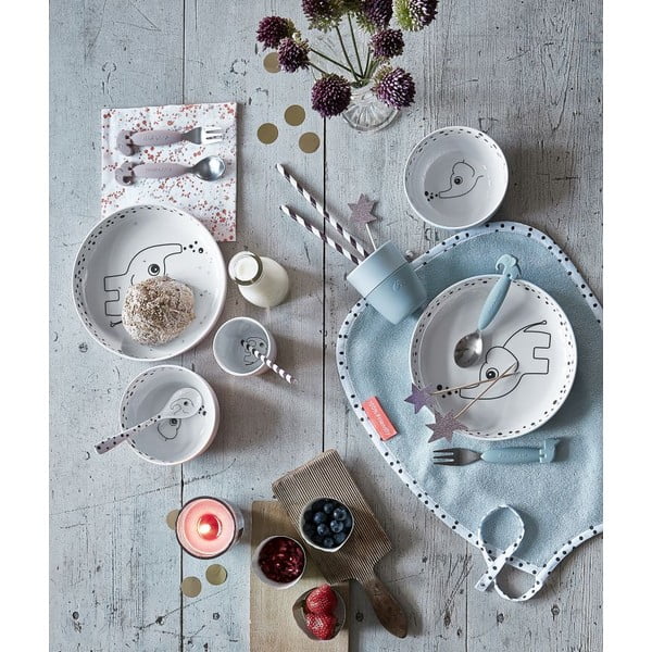 Sinised plastist laste söögiriistad 3 tk Happy Dots - Done by Deer-image-1