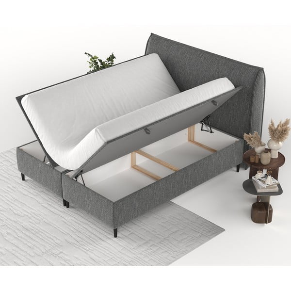 Hall polsterdatud kaheinimese voodi koos panipaigaga 140x200 cm Draco - Maison de Rêve-image-3