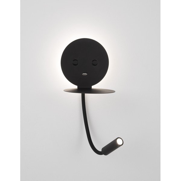 Must alumiiniumist LED-seinalamp painduva konstruktsiooniga/USB-pordiga Eclip - Nova Luce-image-4