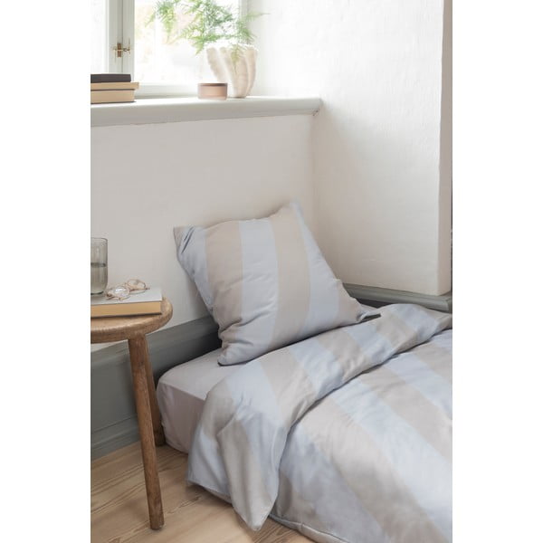 Helehall-beež puuvill-satiinist pikendatud voodipesu kaheinimesevoodile 200x220 cm Diagonal - Mette Ditmer Denmark-image-1