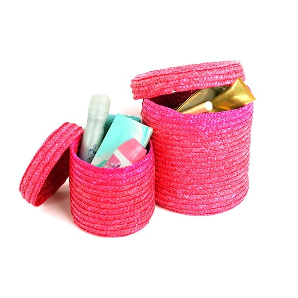 Sada 2 růžových košíků na drobnosti Premier Housewares Straw-image-1