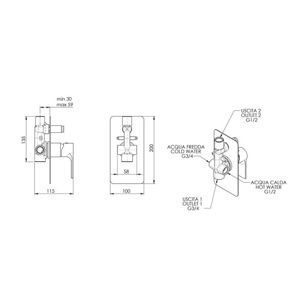Hõbe dušisegisti (1 väljund) Pax - Sapho-image-1