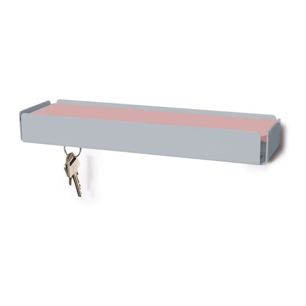 Světle šedý věšák na klíče s růžovou poličkou Konstantin Slawinski Key Box