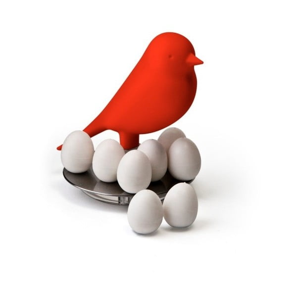 Červený stojánek s magnety Qualy Magnetic Egg Sparrow