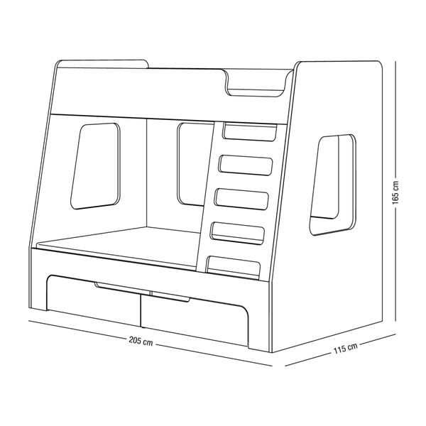 Bílá patrová postel s modrými detaily Devoto Nimbo I. -image-1