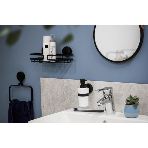 Must-valge seinale paigaldatav seebidosaator Static-Loc® Plus Pavia - Wenko-image-1