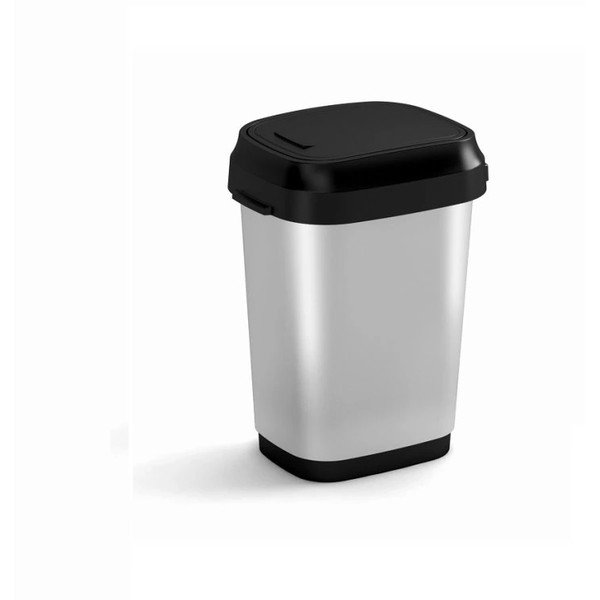 Pealeastuv hõbedane plastprügikast 10 l Dual Swing Bin Style S - KIS