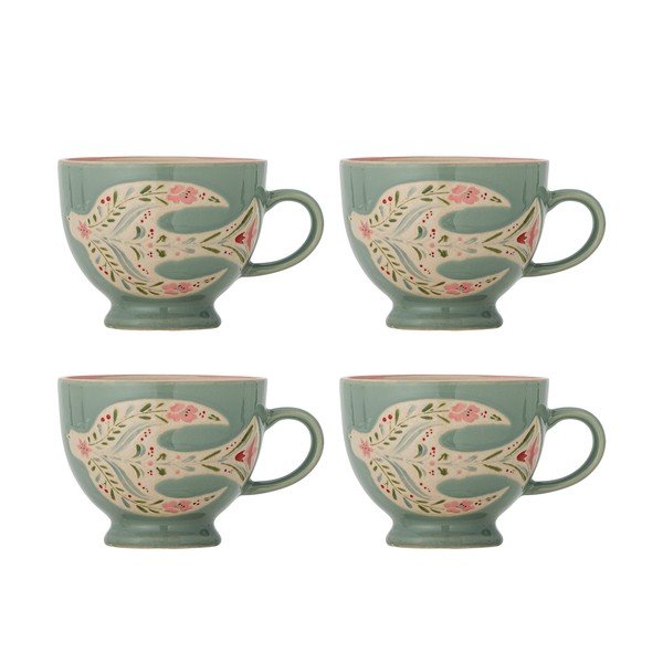 Rohelised keraamilised kruusid 4tk komplektis 400 ml Rosalynde - Bloomingville