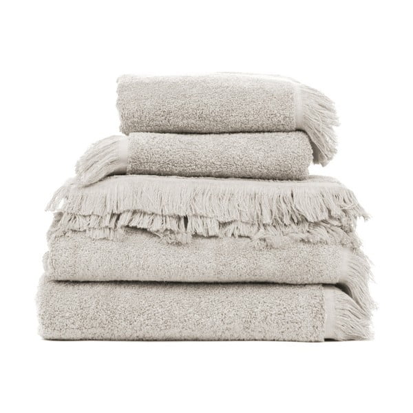 Set 4 šedých osušek a 2 ručníků z čisté bavlny Casa Di Bassi Compacto