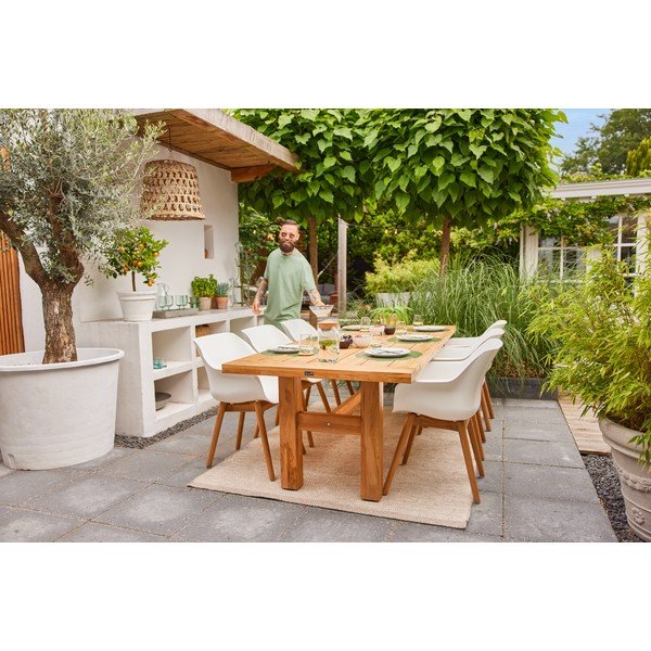 Valged plastikust aiatoolid 2tk komplektis Sophie Teak - Hartman-image-1