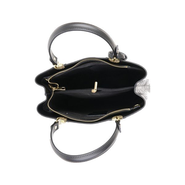 Mustast nahast käekott Floral - Carla Ferreri-image-3