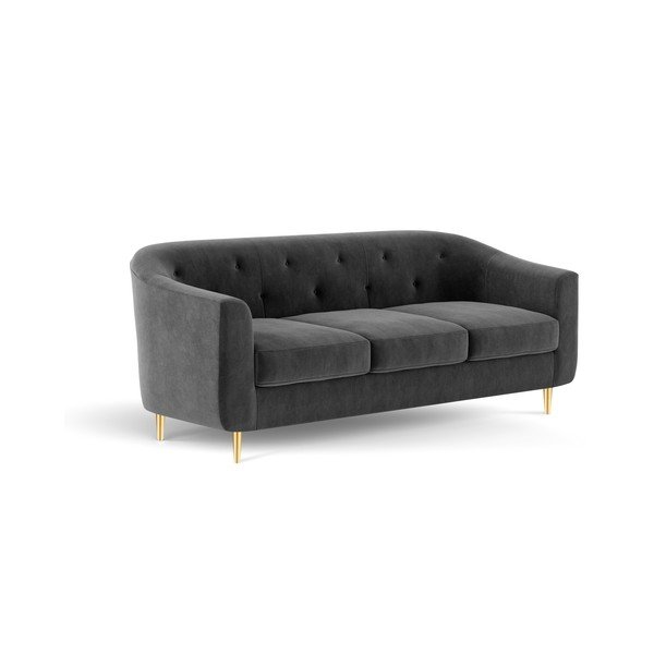 Tmavě šedá sametová pohovka Kooko Home Corde, 175 cm-image-4