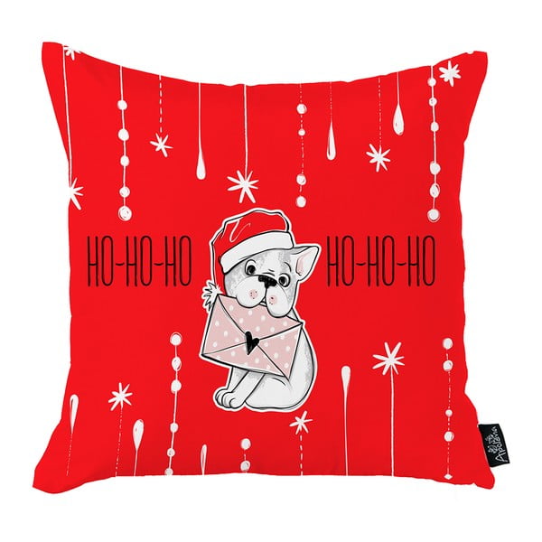 Červený vánoční povlak na polštář Mike & Co. NEW YORK Honey Ho-Ho-Ho Christmas Dog, 45 x 45 cm