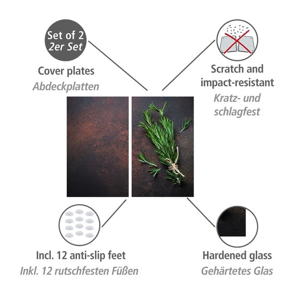 Karastatud klaasist katte komplekt pliidi äärde 2tk 52x30 cm Rosemary - Allstar-image-3