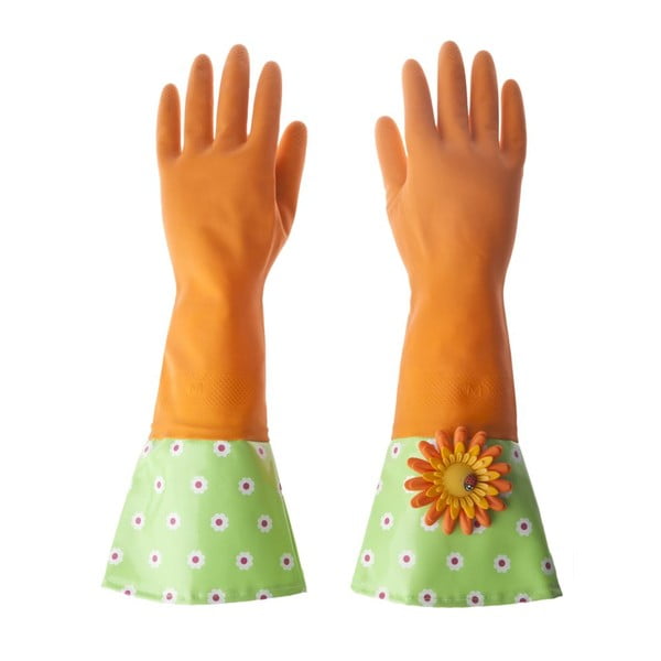 Úklidové rukavice Flower Power, oranžová