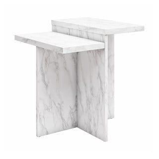 Valge marmorimitatsiooniga diivanilaud 56x56 cm Brielle - CosmoLiving by Cosmopolitan