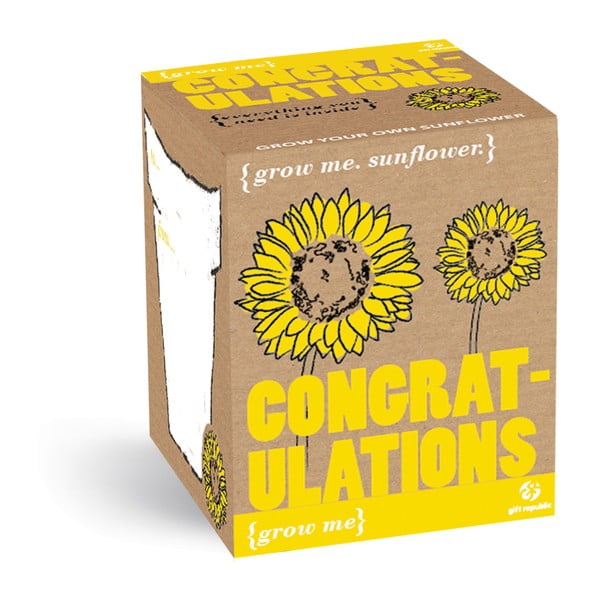 Pěstitelský set se semínky slunečnice Gift Republic Congratulations