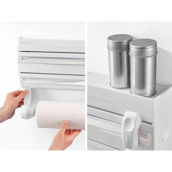 Valge plastmass fooliumi- ja majapidamispaberi hoidja seinalekinnituv PARAT F2 – LEIFHEIT-image-1