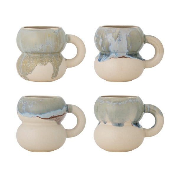 Sinised/kreemid kivikeraamikast kruusid 4tk komplektis 400 ml Luna - Bloomingville