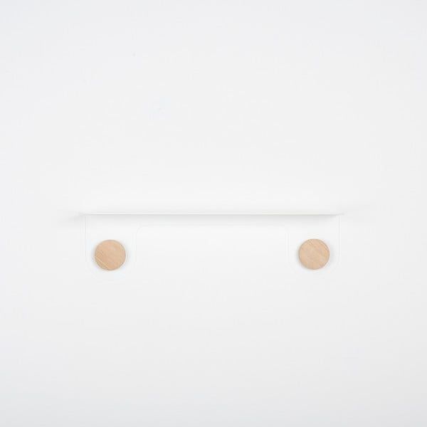 Valge terasest seinariiul tammepuust detailidega, 2 konksuga , pikkus 50 cm Hook - Gazzda-image-1