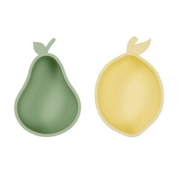 Kollased/rohelised silikoonist beebikausid komplektis 2 tk Lemon & Pear - OYOY Mini