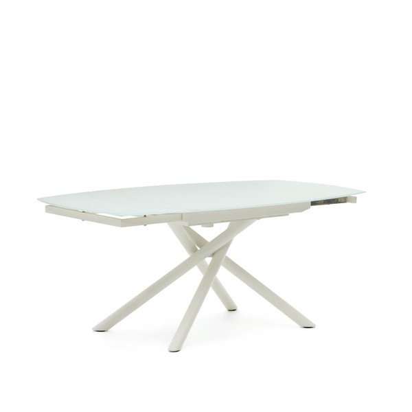 Valge kokkupandav söögilaud klaasist lauaplaadiga 100x130 cm Yodalia - Kave Home-image-4