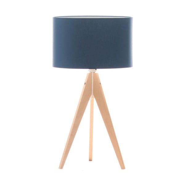 Modrá stolní lampa 4room Artista, bříza, Ø 33 cm