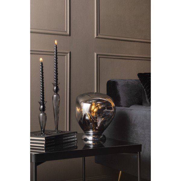 Pruunist klaasist küünlajalg, kõrgus 17 cm Swirl - PT LIVING-image-1