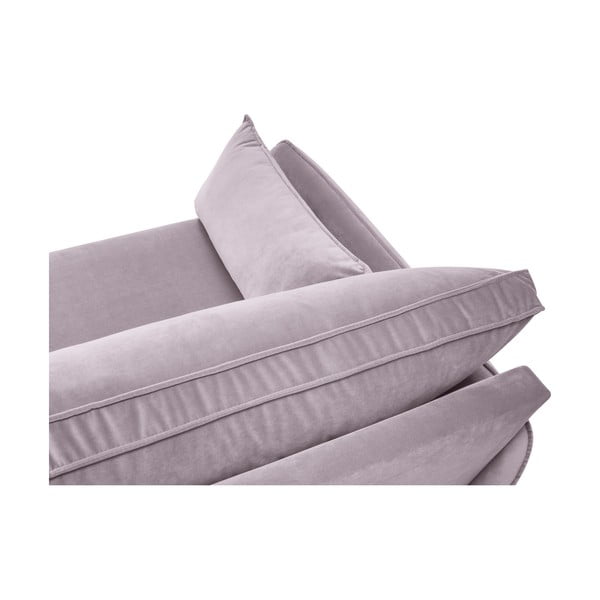 Heleroosa sametist nurgadiivan mustade jalgadega , vasakpoolne nurk Lento - Kooko Home-image-4