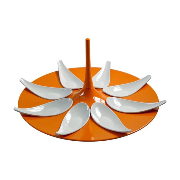 Oranžovo-bílý servírovací set na jednohubky Entity