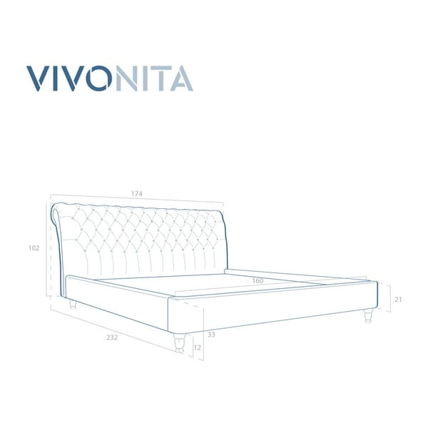 Šedá postel z bukového dřeva Vivonita Allon, 160 x 200 cm-image-2