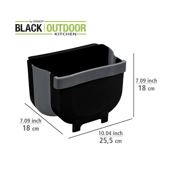 Must rippuv prügikast , 5 l Black Outdoor Kitchen Fago - Wenko-image-4