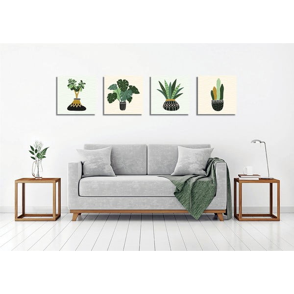 Maalid 4 tk komplektis 30x30 cm Plants - Wallity-image-2
